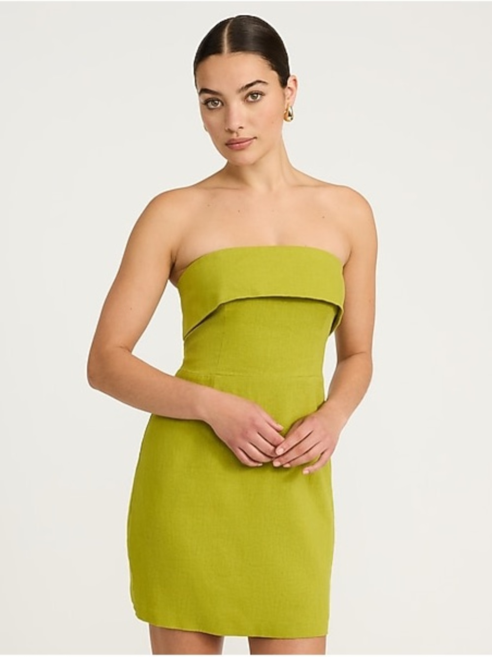 Express Strapless Chartreuse Mini Dress